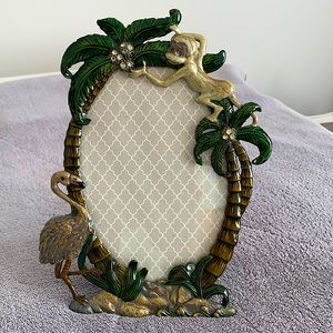 Flamingo/monkey pewter picture frame